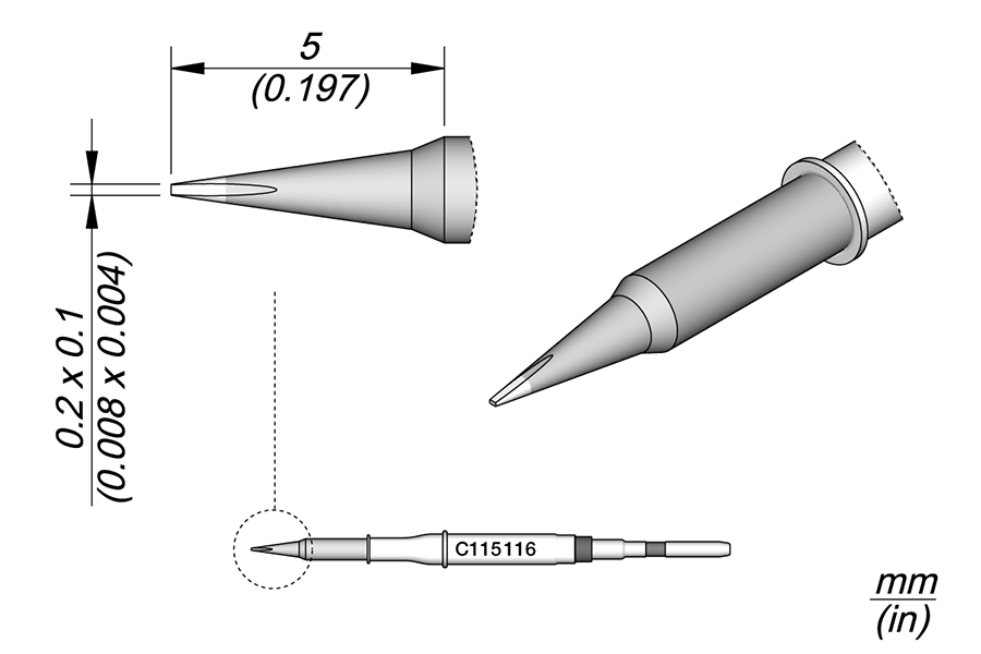 C115116 - Cartridge Chisel 0.2 x 0.1